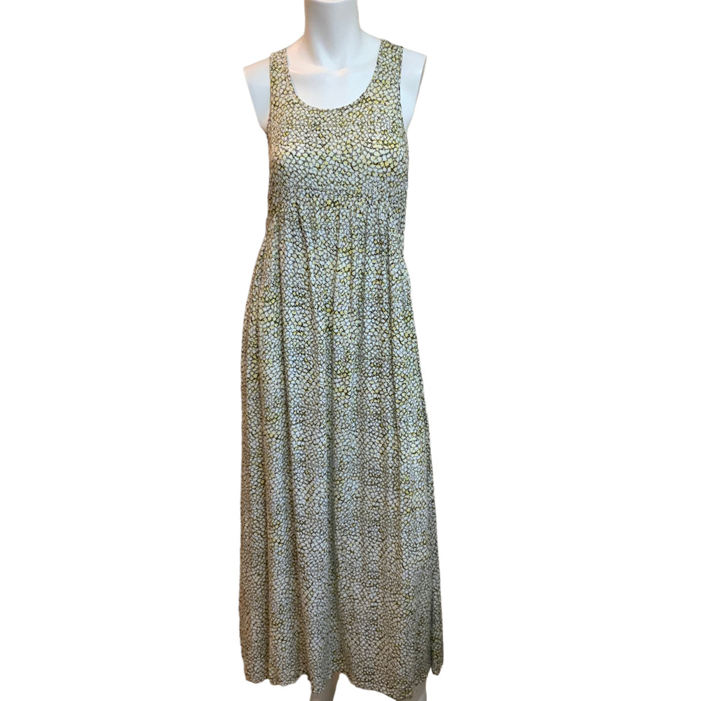 Witchery White Gray Yellow Black Viscose Tank Midi Dress Sz 6 EUC